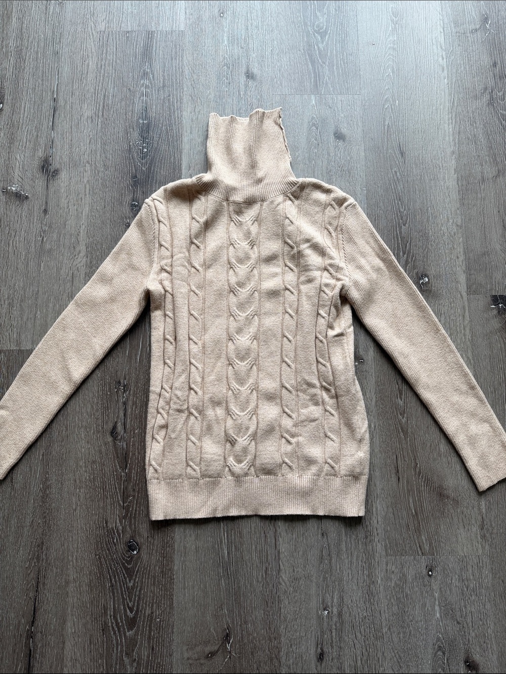 Amazon Cable Knit Turtleneck Sweater - Beige